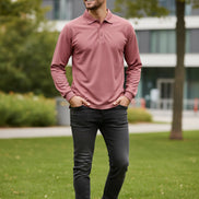 Pink long-sleeve polo shirt with 'TacVasen' branding on a white background