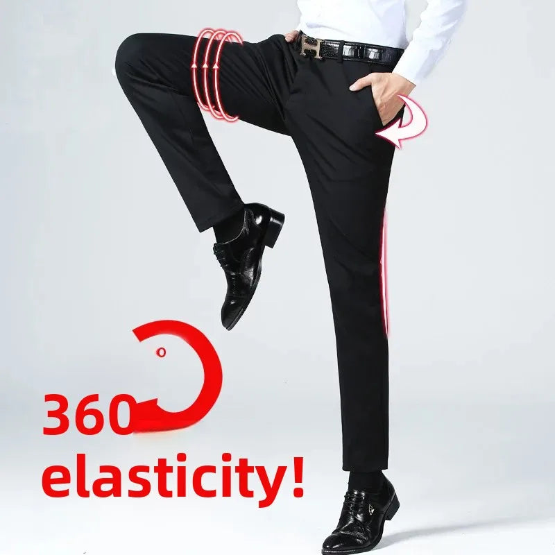 Premium Anti-wrinkle Non-ironing New Brand Casual Fashion Stretch Men Dress Pants Comfortable Business Office Long Suit Trousers
