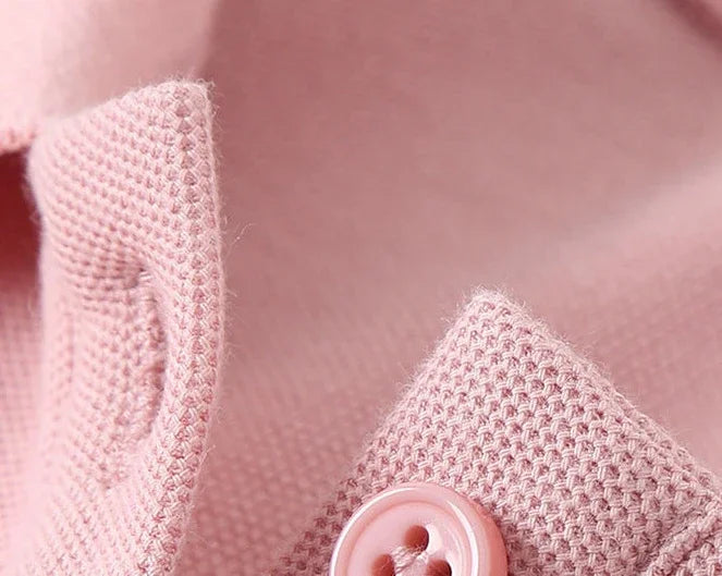 Polo Neck Shirt for Women Button 100℅ Cotton White Embroidery Baggy Woman T Pulovers High Quality Korean Popular Clothes Youth