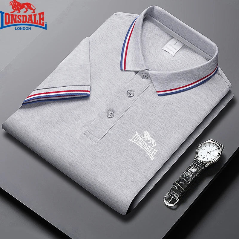Embroidered LONSDALE New Summer Polo Shirt Men High Quality Men Short Sleeve Top Business Casual Hot Selling Polo-shirt for Men