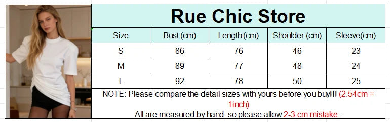 Versatile Regular-shoulder T-shirts Women Casual White Round Neck Irregular Hem Pleated Short Top Summer Lady Street Wear New