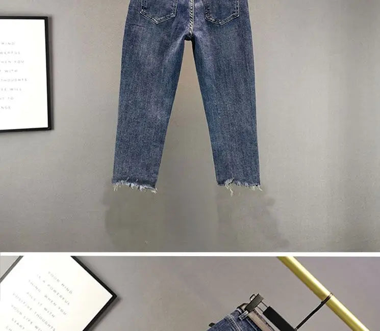 Heavy Industry Hot Diamond Jeans for Women 2026 Summer New Thin Slim High Waist Versatile Seven Point Jeans Female Casual Pants