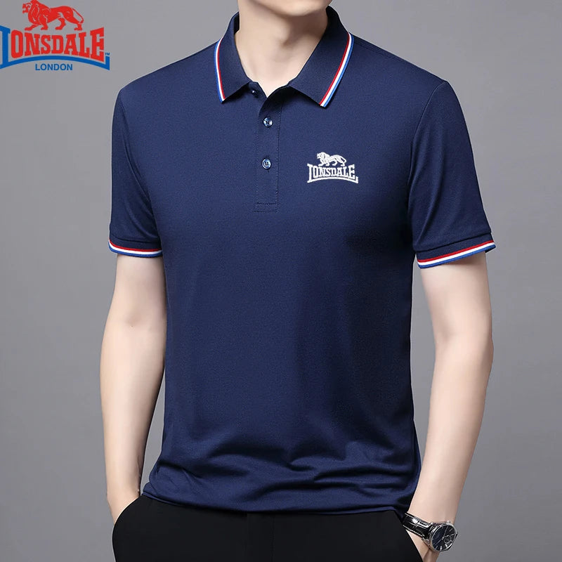 Embroidered LONSDALE New Summer Polo Shirt Men High Quality Men Short Sleeve Top Business Casual Hot Selling Polo-shirt for Men