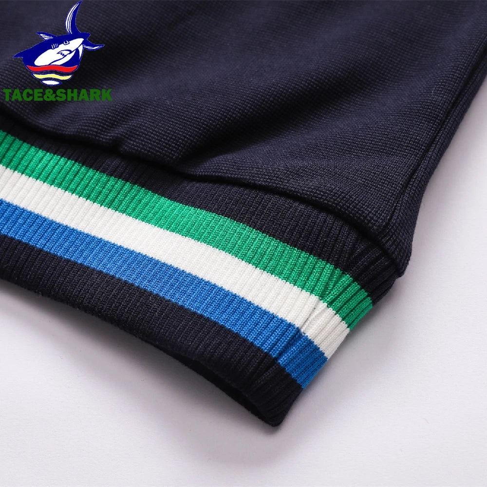 TACE&SHARK Brand High Quality Sweater Men Autumn Flag Embroidery Pullover Military Sweaters 2023 Fashion Sweatshirt