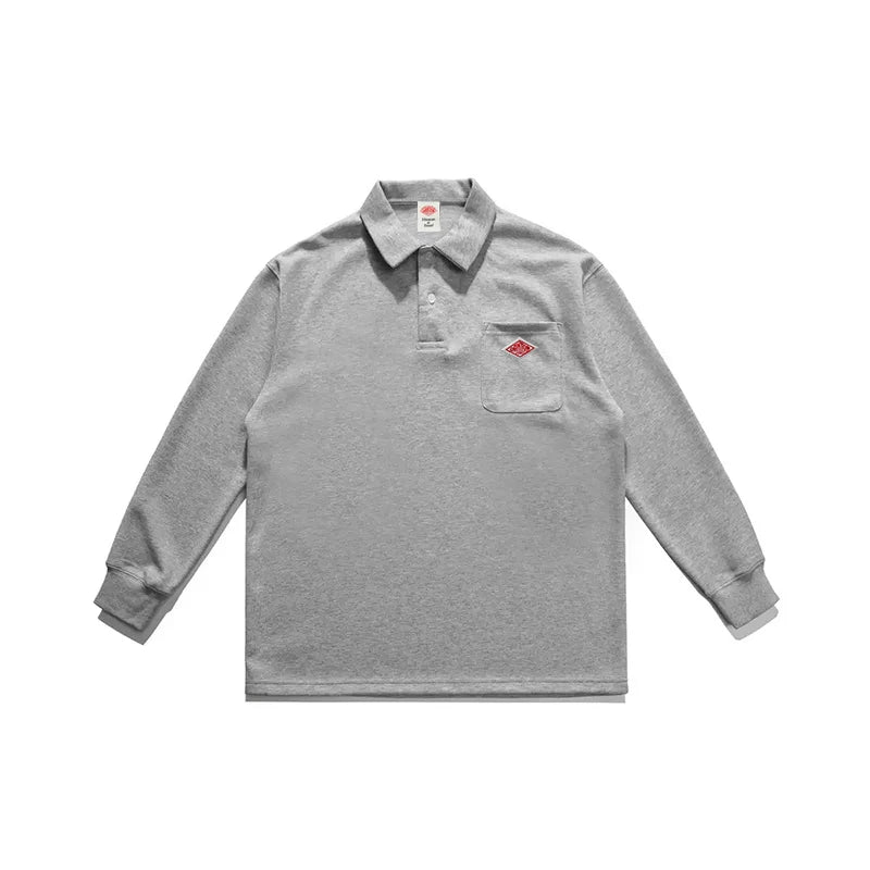 Hot sales Spring Autumn Men's Quality Solid Pocket Long Sleeve Polo-Shirt Embroidery Logo T-shirt Comfortable Tops Exports Japan