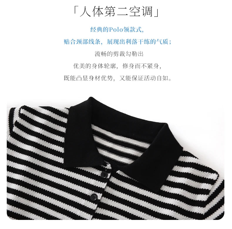 WinvyNee Summer T-shirts Women 100% Cotton Striped Tops Women Clother Polo Short Sleeve Buttons Casual Basic Pullover ZA1102004