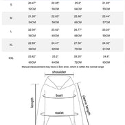 Size chart for clothing measurements in Asian size system