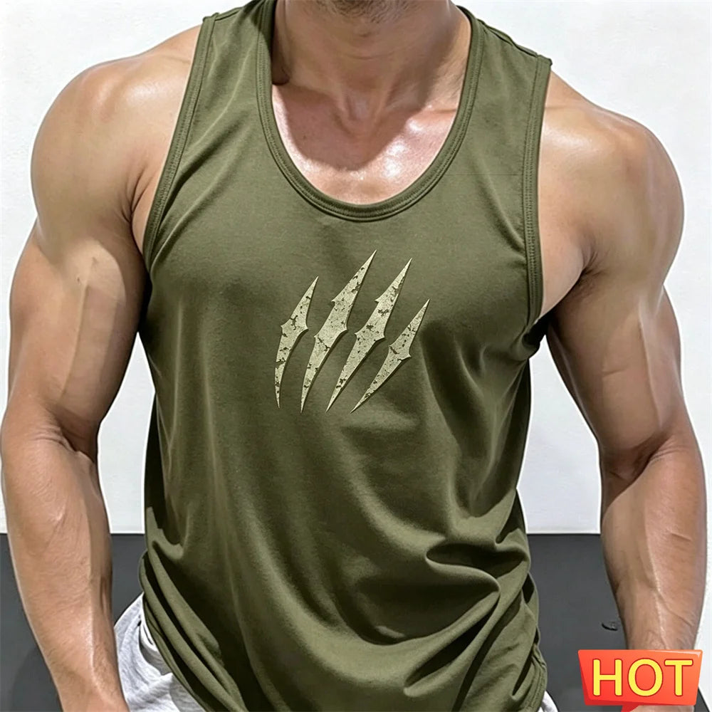 Summer scratch fitness vests men round neck sleeveless T-shirt Hard guy gym tank top men quick-dry men's t-shirts and tank tops