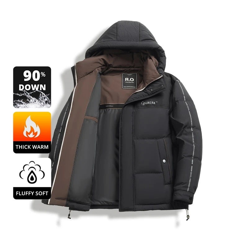 High End 90% White Duck Down Thick Winter New Brand Hooded Casual Fashion Luxury Mens Down Jackets Windbreaker Puffer Coats