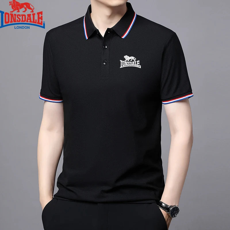 Embroidered LONSDALE New Summer Polo Shirt Men High Quality Men Short Sleeve Top Business Casual Hot Selling Polo-shirt for Men