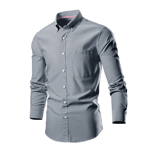 Gray shirt with a collar on a white background