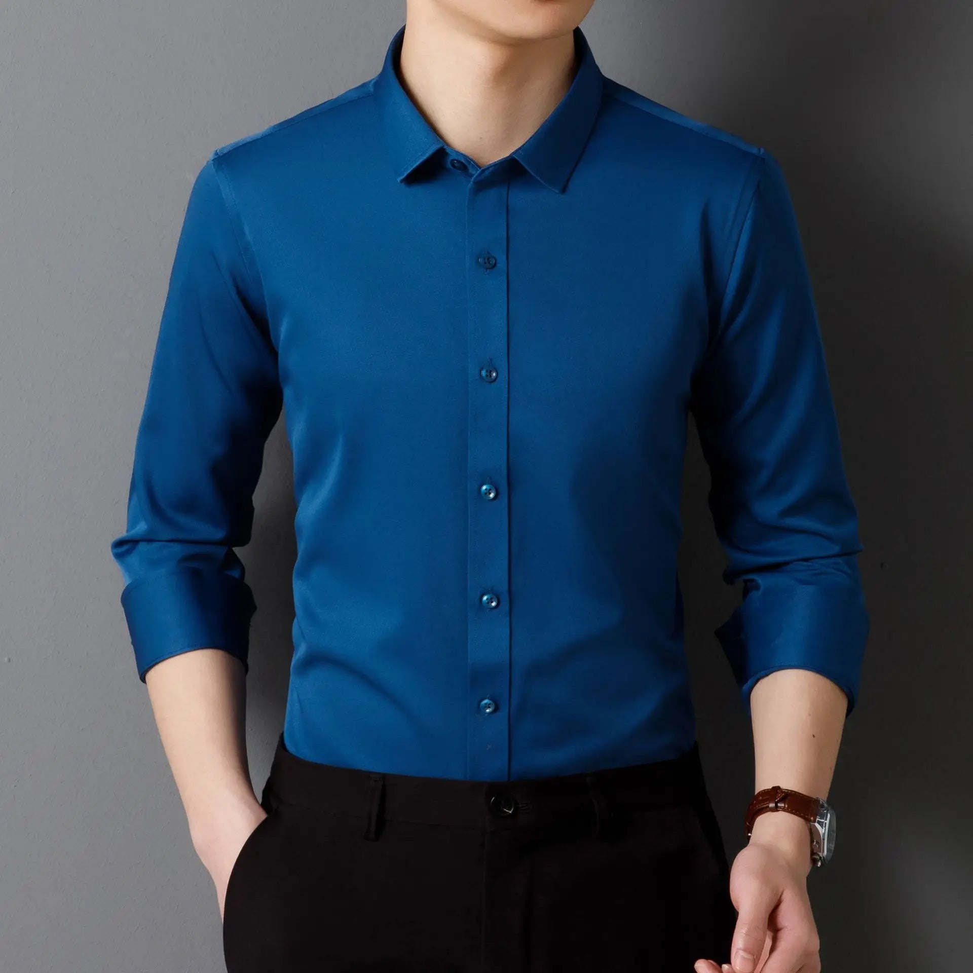 Non-ironing High-end Long-sleeved White Shirt Business Anti-wrinkle Dress Shirt Excellent High-quality Work Business Clothes