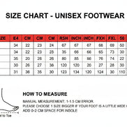 Foot measurement chart for Yang Hui Unisex shoes with size chart and foot length guide.