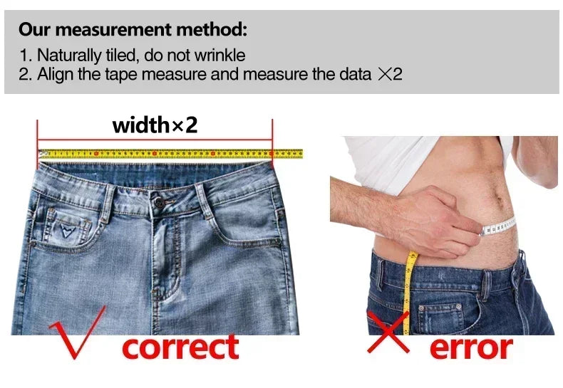 Instructions on how to measure waist size correctly using a tape measure.