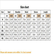 A size chart table showing measurements for sizes M through 4XL, with columns for size, bust, shoulder, waist, sleeve, and length in centimeters and inches. Orange text at the bottom notes normal measure error within 1 to 3 cm.
