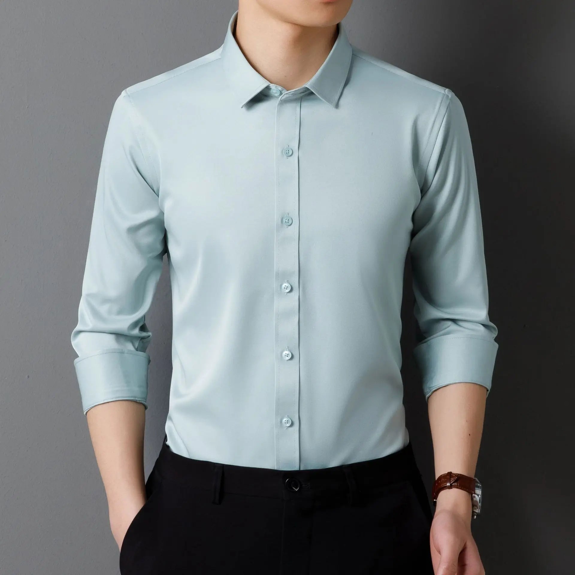 Non-ironing High-end Long-sleeved White Shirt Business Anti-wrinkle Dress Shirt Excellent High-quality Work Business Clothes