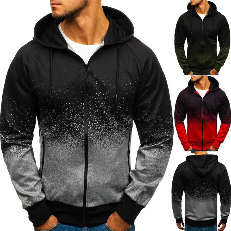 2025 Trendy Zipper Hoodies Spring And Autumn Man's New Gradient Color Hooded Coat VOLCOM Print Streetwear Jacket