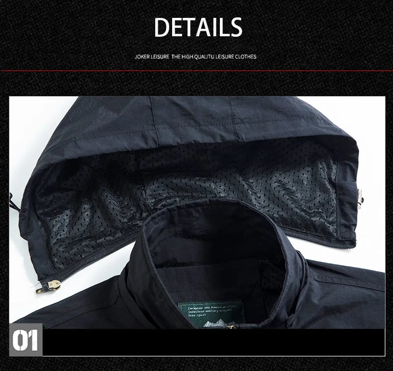 Close-up of a black jacket with a hood on a white background