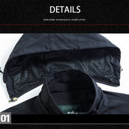 Close-up of a black jacket with a hood on a white background