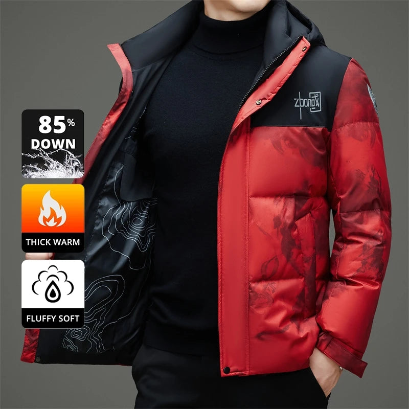High End Winter Hooded Fashion Warm 85% Duck Down Filled Mens Jacket Casual Designer Feather Outerwear Windbreaker Puffer Coats