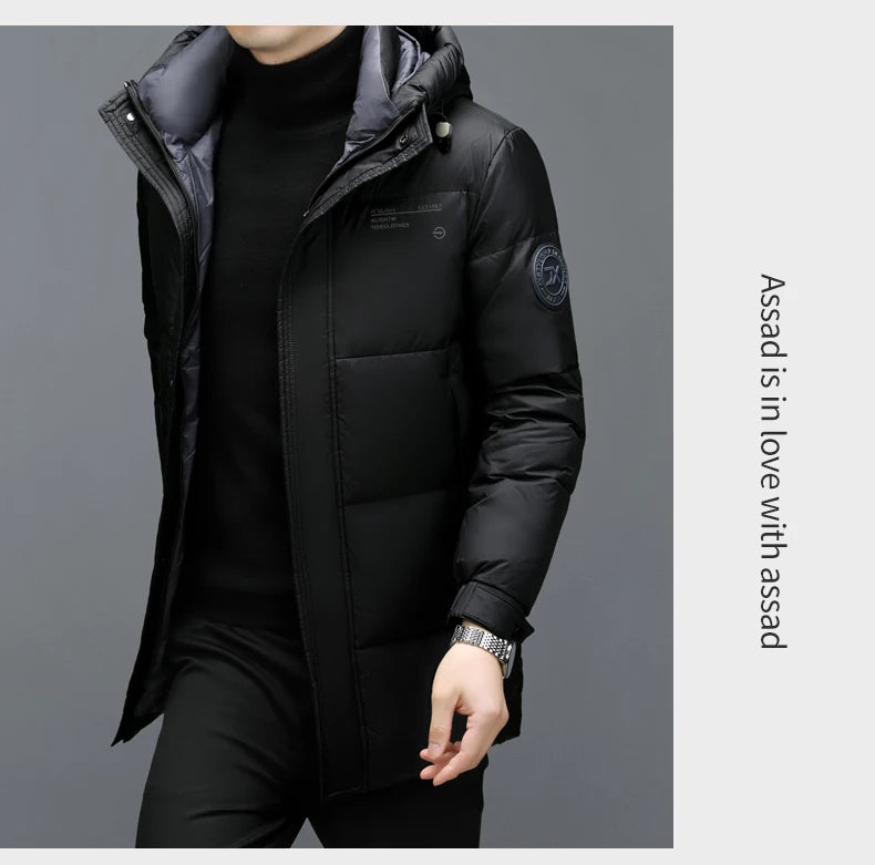 High End Long Thick New Brand Casual Fashion Winter Down Jacket Men Hooded Warm Street Parkas Feather Windbreaker Puffer Coats