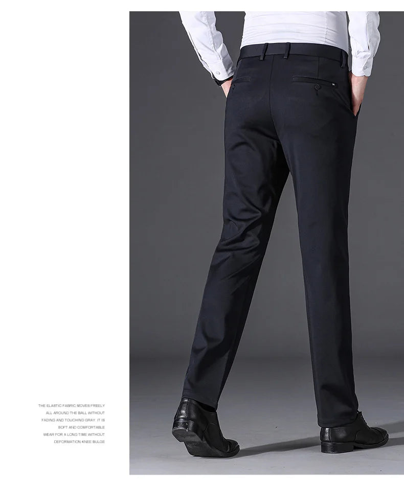 Top Grade Non-ironing New Brand Casual Korean Fashion Relax Fit Long Dress Pants Straight Business Trousers Mens Clothing 2026