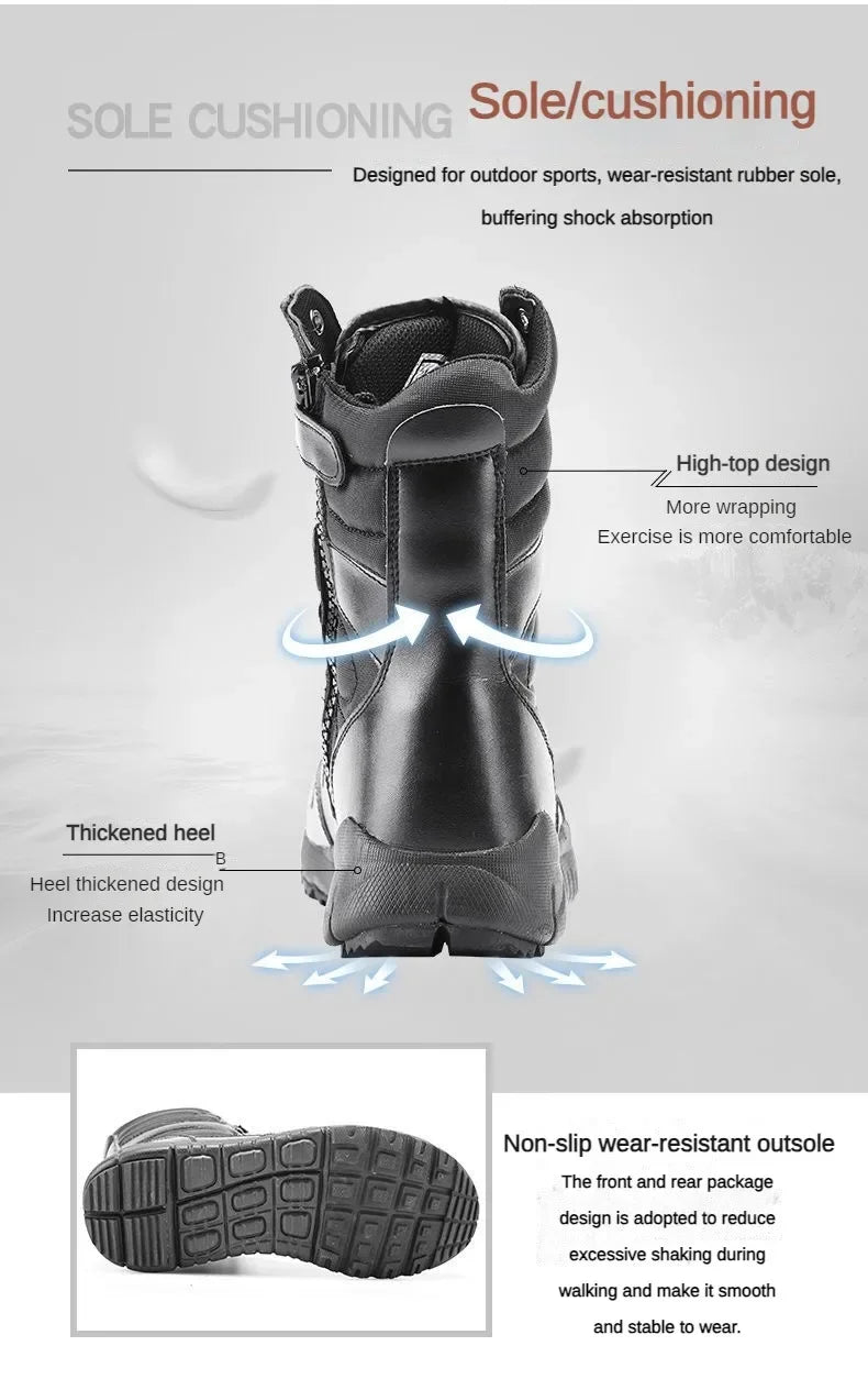LAHORS® Brand Lightweight Cowhide Leather Tactical Boots Men's Boots Desert Combat Boots Outdoor Hiking Boots Ankle Shoes Men
