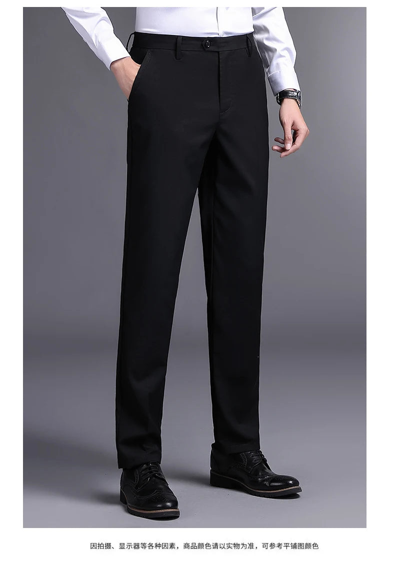 Top Grade New Brand Fashion Relax Fit Suit Pant Office Trousers For Men Dress Pants Business Straight Trousers Men's Clothing