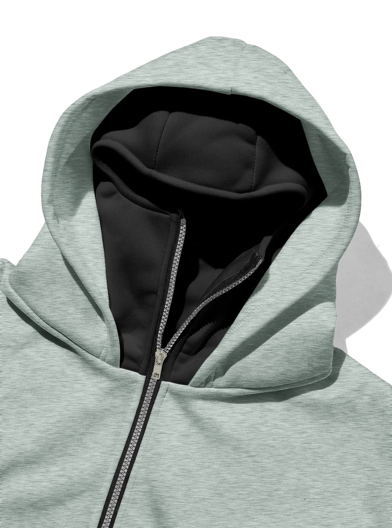 Men's Full Zip Hoodie with Built-in Face Mask Balaclava Techwear Sweatshirt with Crossbody Strap Tactical Streetwear Top
