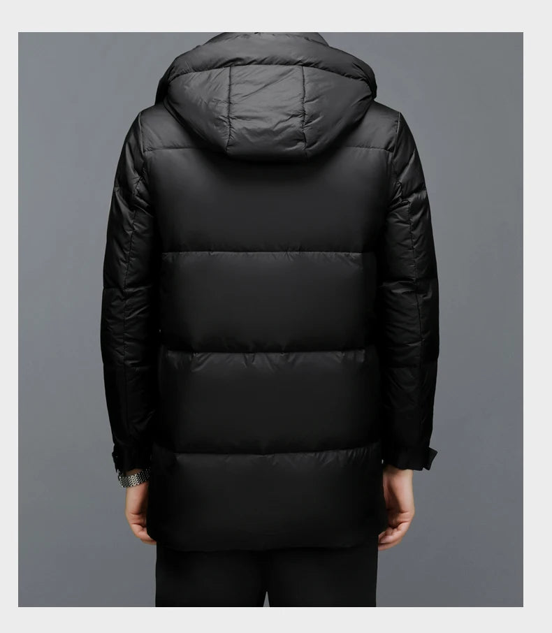 High End Long Thick New Brand Casual Fashion Winter Down Jacket Men Hooded Warm Street Parkas Feather Windbreaker Puffer Coats