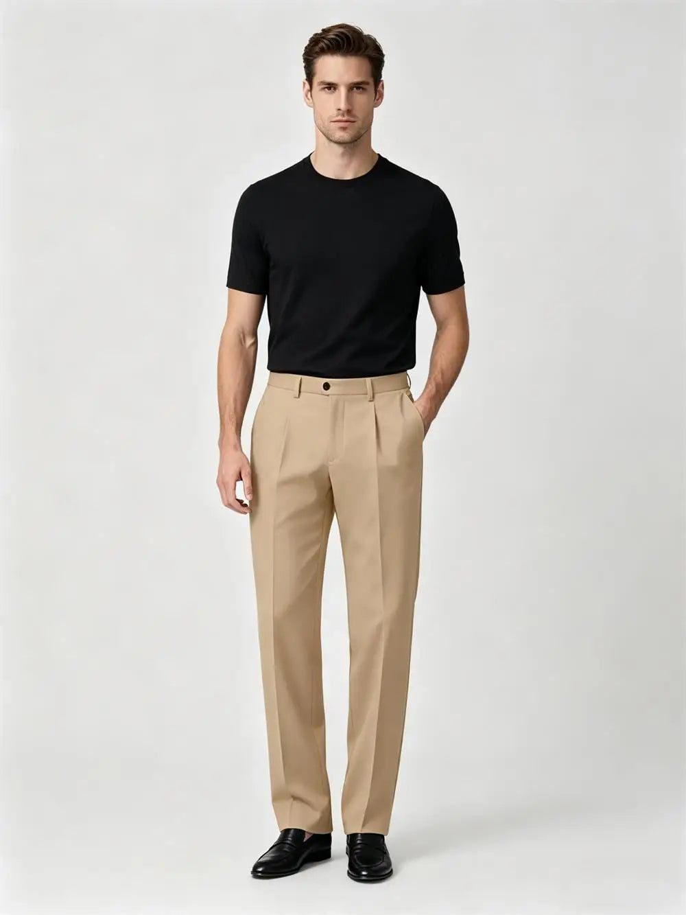Men's Premium Pleated Wide-Leg Dress Pants Versatile Formal Casual Trousers Chinos Business Daily Office Banquet Wedding Summer