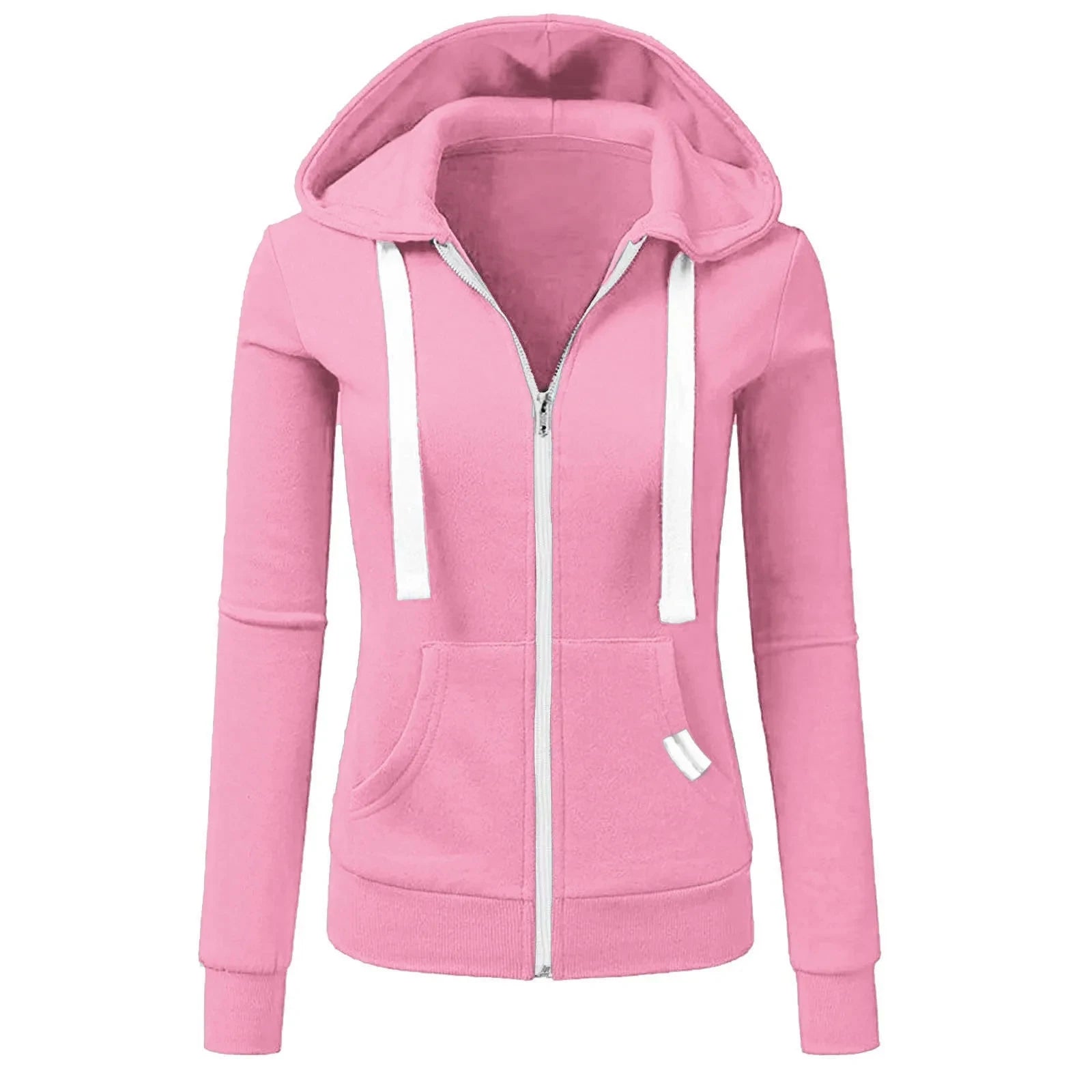 2025 Autumn/Winter New Women Solid Color Fashion Hoodie Long Sleeve Zipper Pocket with Label Outdoor Sports Jogging Clothing