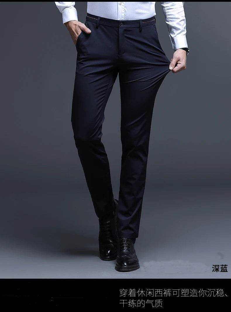 Premium Anti-wrinkle Non-ironing New Brand Casual Fashion Stretch Men Dress Pants Comfortable Business Office Long Suit Trousers