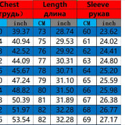 A size chart and measurement diagram for a men's blazer, showing a size table from M to 8XL with chest, length, and sleeve measurements in centimeters 