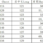 Table displaying Euro size chart for clothing with measurements in centimeters.