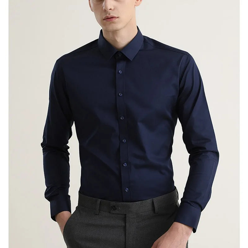 Non-ironing High-end Long-sleeved White Shirt Business Anti-wrinkle Dress Shirt Excellent High-quality Work Business Clothes