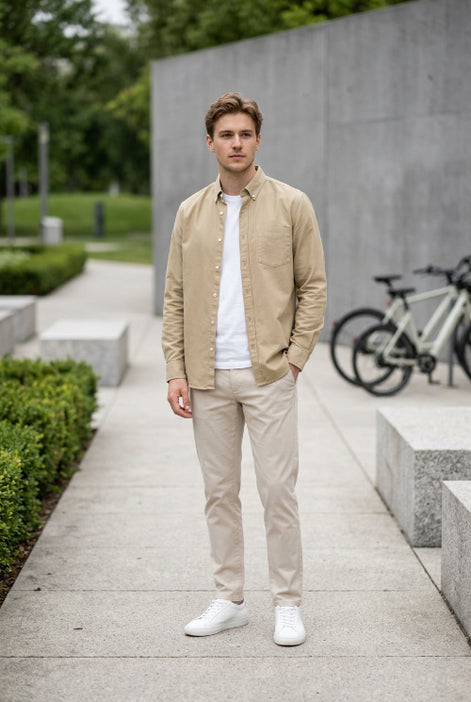 Beige shirt on a gray background