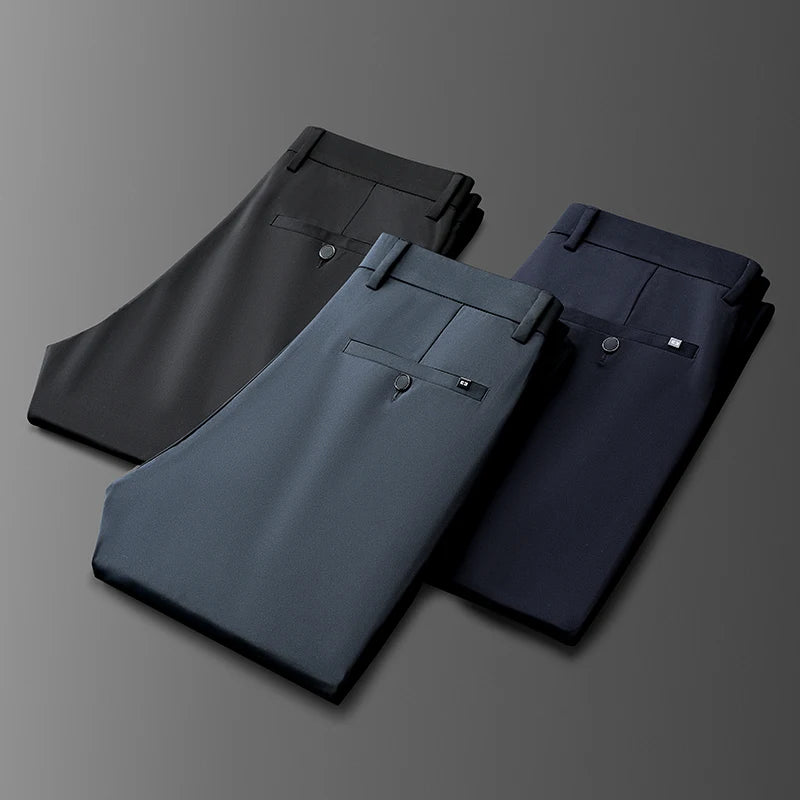 Top Grade Non-ironing New Brand Casual Korean Fashion Relax Fit Long Dress Pants Straight Business Trousers Mens Clothing 2026