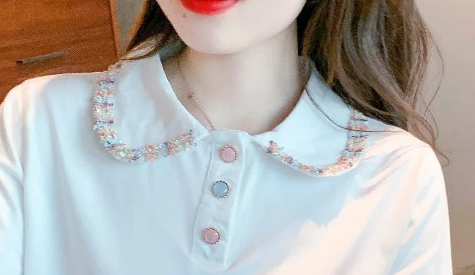 Short Sleeve Button T-shirts Summer Outfit Lapel Baggy Female Tee Aesthetic Clothing Sales Y2k Fashion Youth Women's Polo Shirts