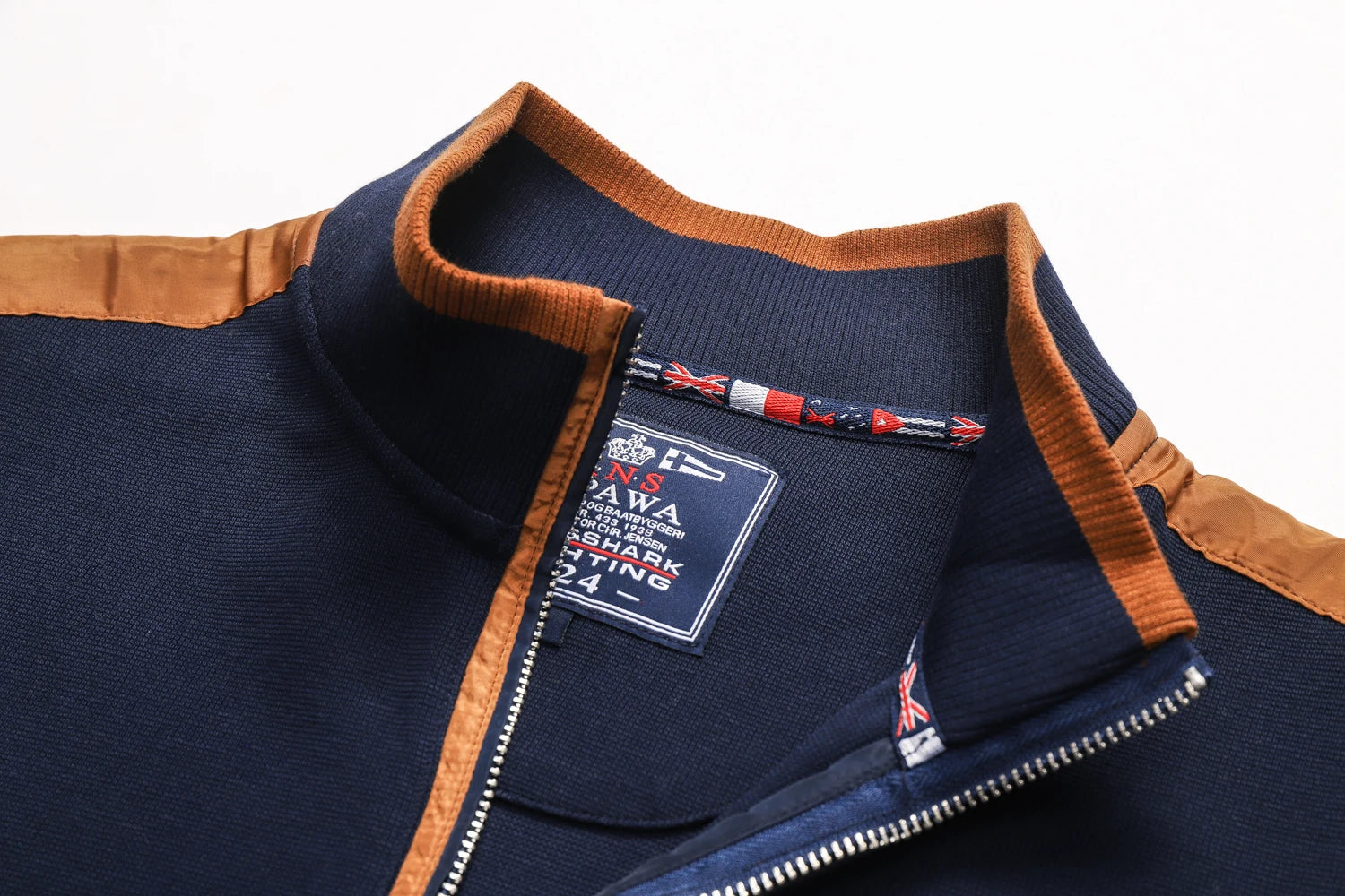 TACE&SHARK 2023 Casual Business Yellow Polo Shirt Pullover Half Zipper Patchwork Polo Shirt for Men Fashion Shark Embroidery