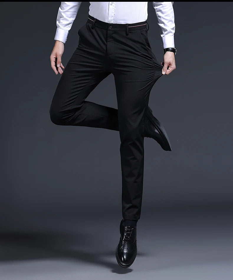 Premium Anti-wrinkle Non-ironing New Brand Casual Fashion Stretch Men Dress Pants Comfortable Business Office Long Suit Trousers