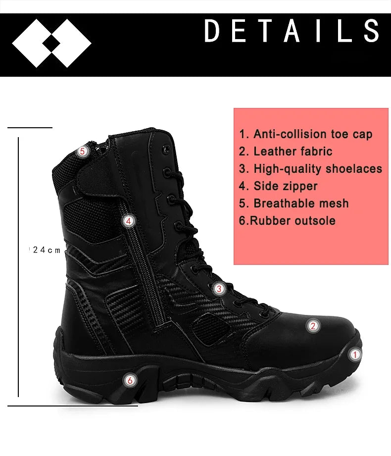 Men's Shoes Winter Men Combat Tactical Boots 2026 New Work Safety Shoes for Men Sneakers Fashion Waterproof Motorcycle Boots