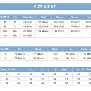Measurement chart for suits and pants with size specifications.