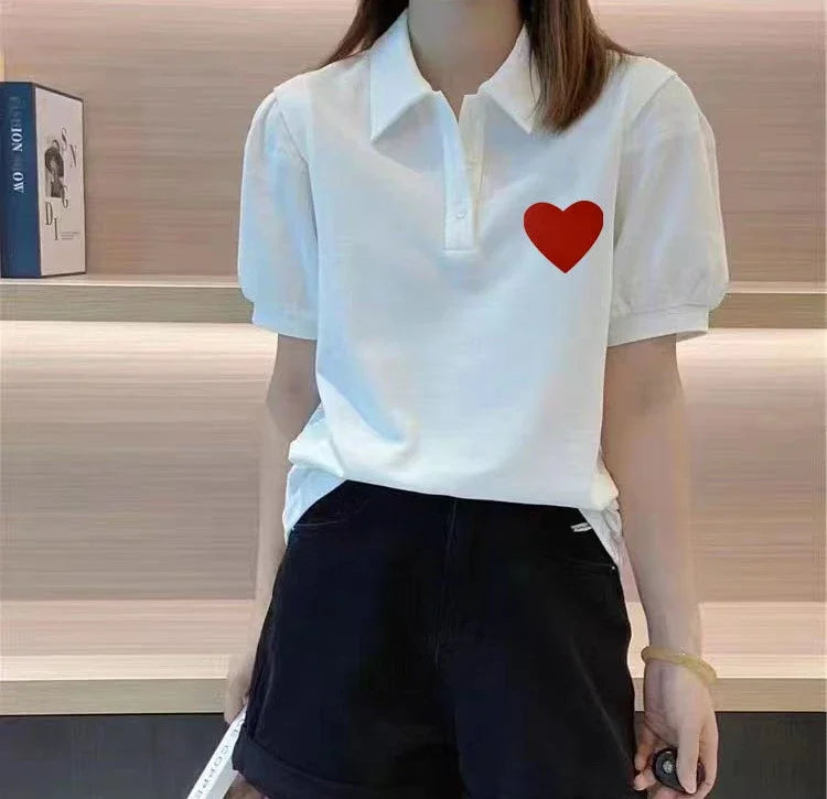 Graphic Women's Polo Female Tee Summer Outfit Harajuku Fashion Y2k Clothes Japanese Vintage Sale Korea Basic Pulovers T-shirts