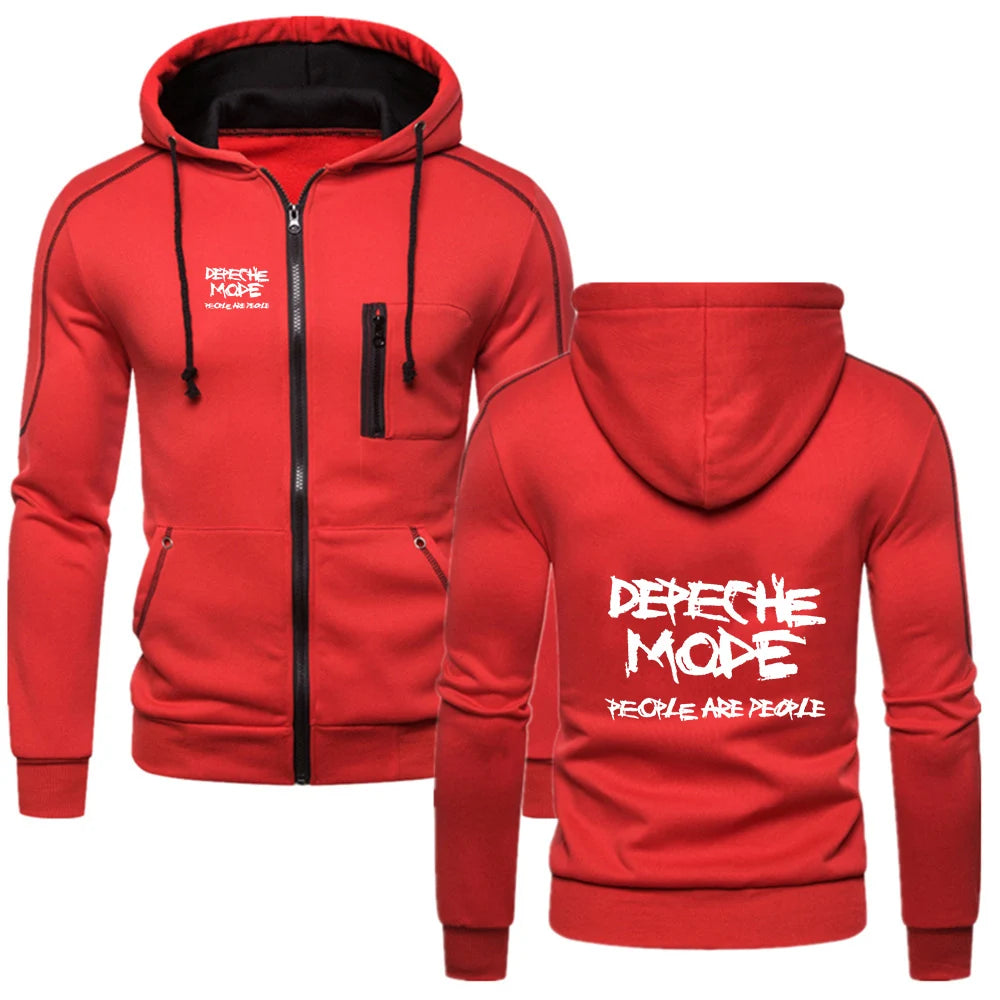 Depeche Mode 2025 Spring Autumn Men's New Fashion Solid Color Cotton Zipper Hoodie Fitness Fleece Sweatshirts Jackets