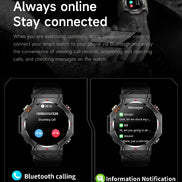 Smartwatch with text highlighting phone message notifications and Bluetooth calling features.
