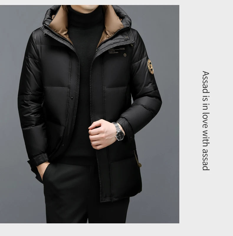 High End Long Thick New Brand Casual Fashion Winter Down Jacket Men Hooded Warm Street Parkas Feather Windbreaker Puffer Coats