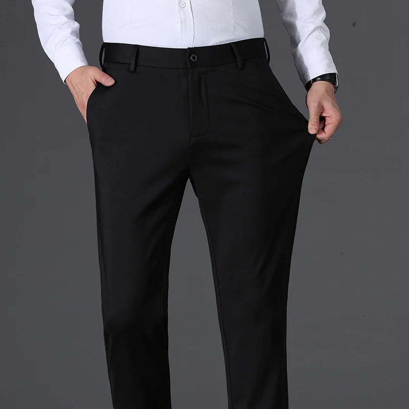 Top Grade Non-ironing New Brand Casual Korean Fashion Relax Fit Long Dress Pants Straight Business Trousers Mens Clothing 2026
