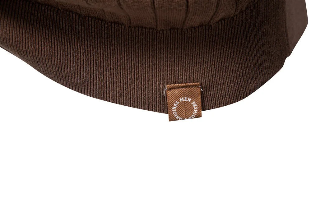 Men's Knitted Polo Shirt Summer Short Sleeve Striped Collar Casual Business Tops Brown With Striped Collar and Cuffs