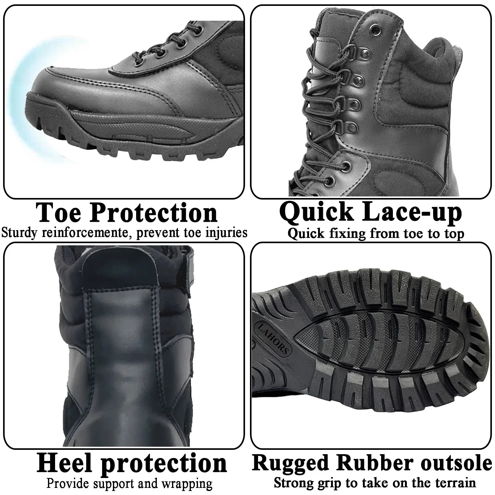 LAHORS® Brand Lightweight Cowhide Leather Tactical Boots Men's Boots Desert Combat Boots Outdoor Hiking Boots Ankle Shoes Men